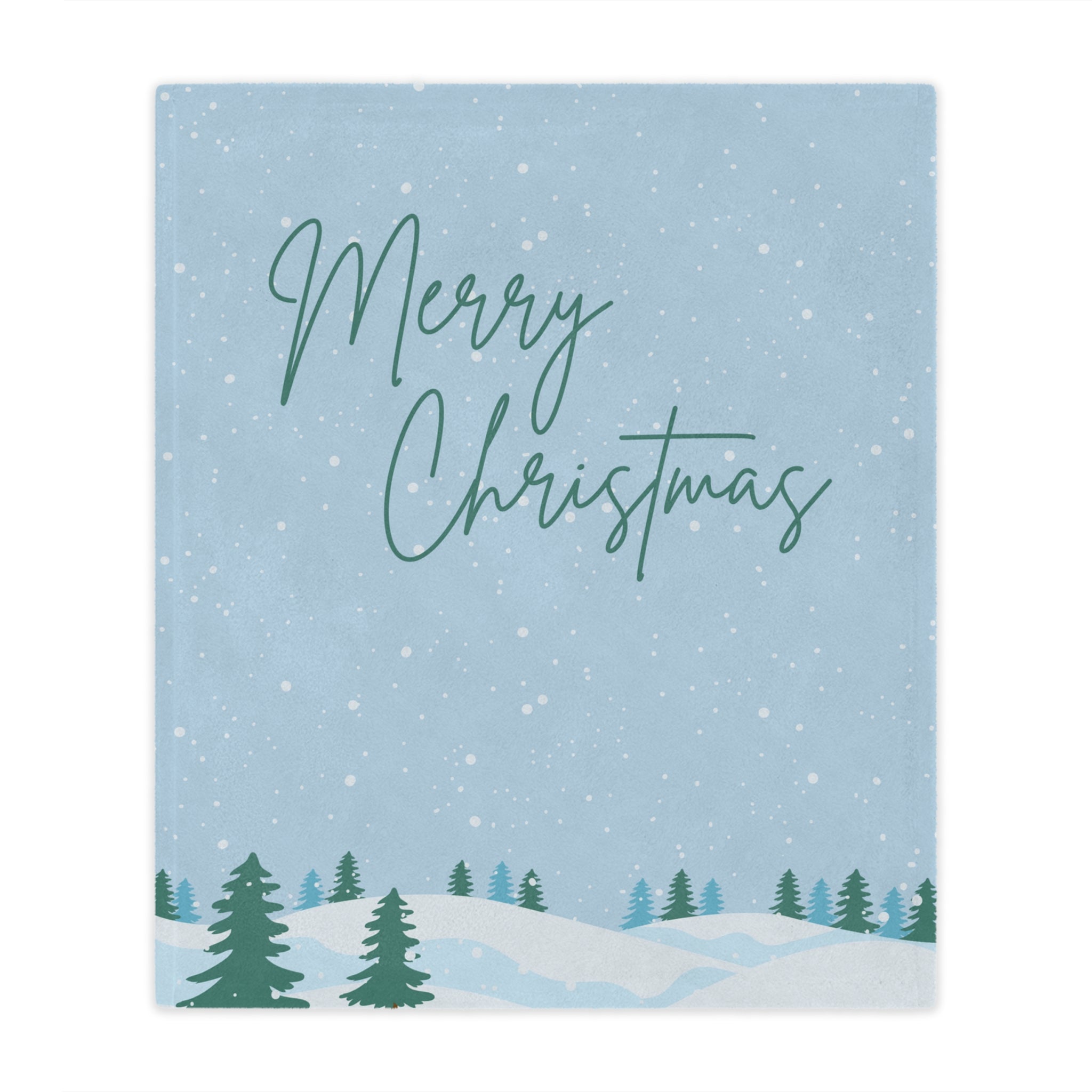 Merry Christmas Printed Minky Blanket, Sky Blue