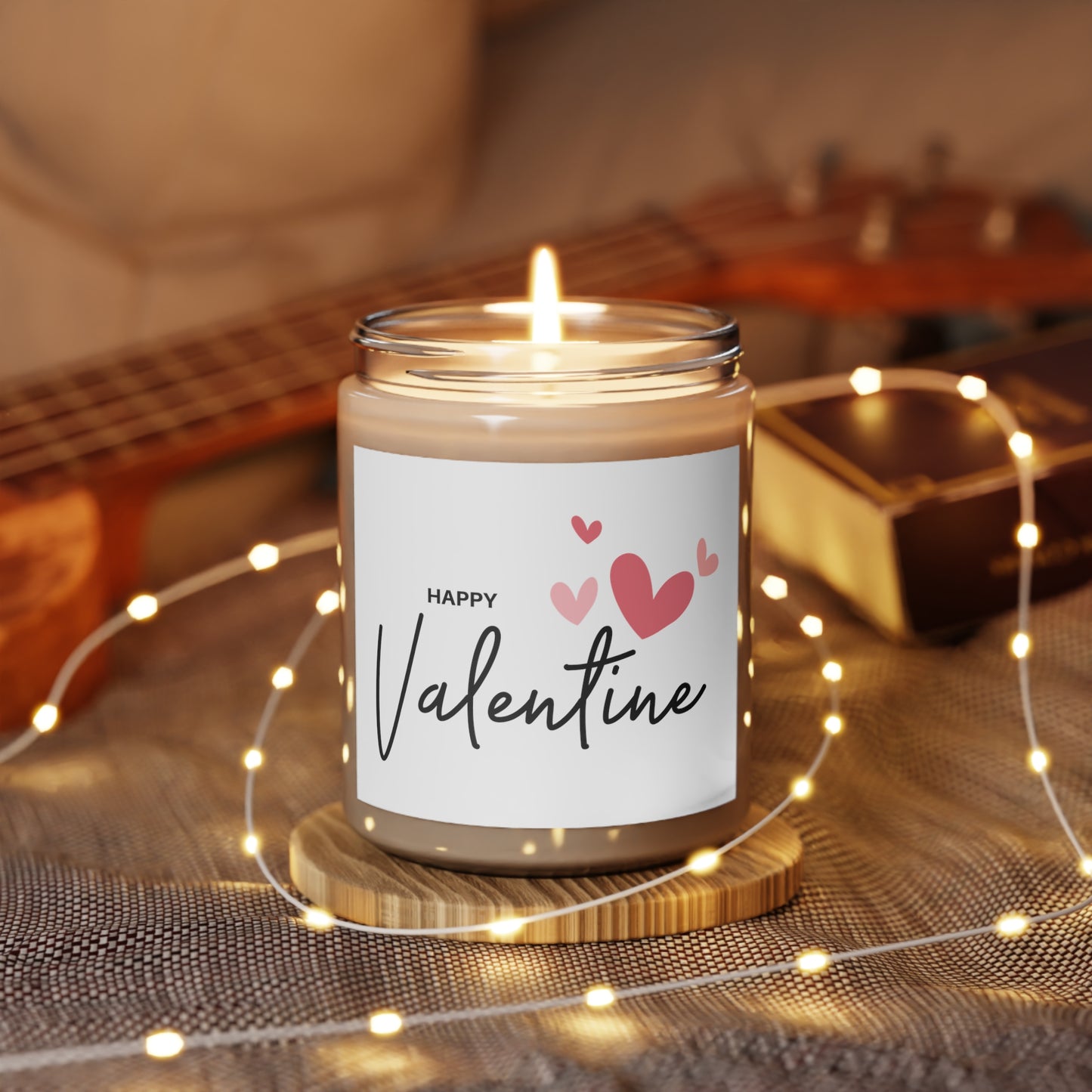 Gift for Her, Valentine's Scented Candle, Happy Valentine's Day with Flying Heart Printed Scanted Candles