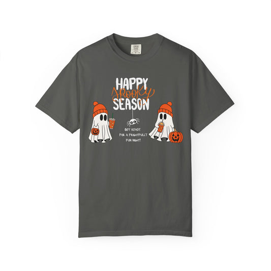 Spooky Season Ghosts Tee – Cozy Drinks & Chilling Vibes!