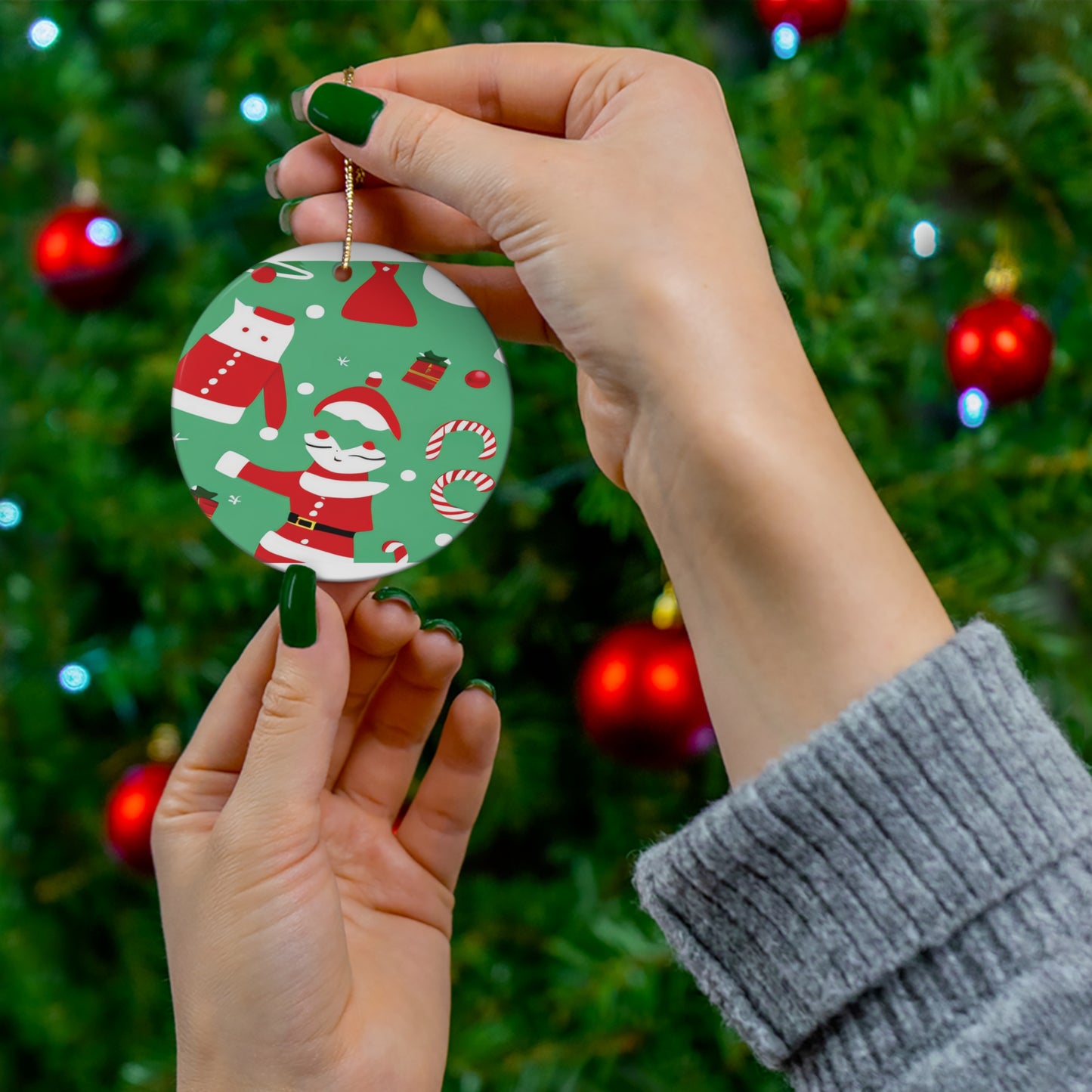 Christmas Ceramic Ornament – Heart, Star, Snowflake, or Round Shape