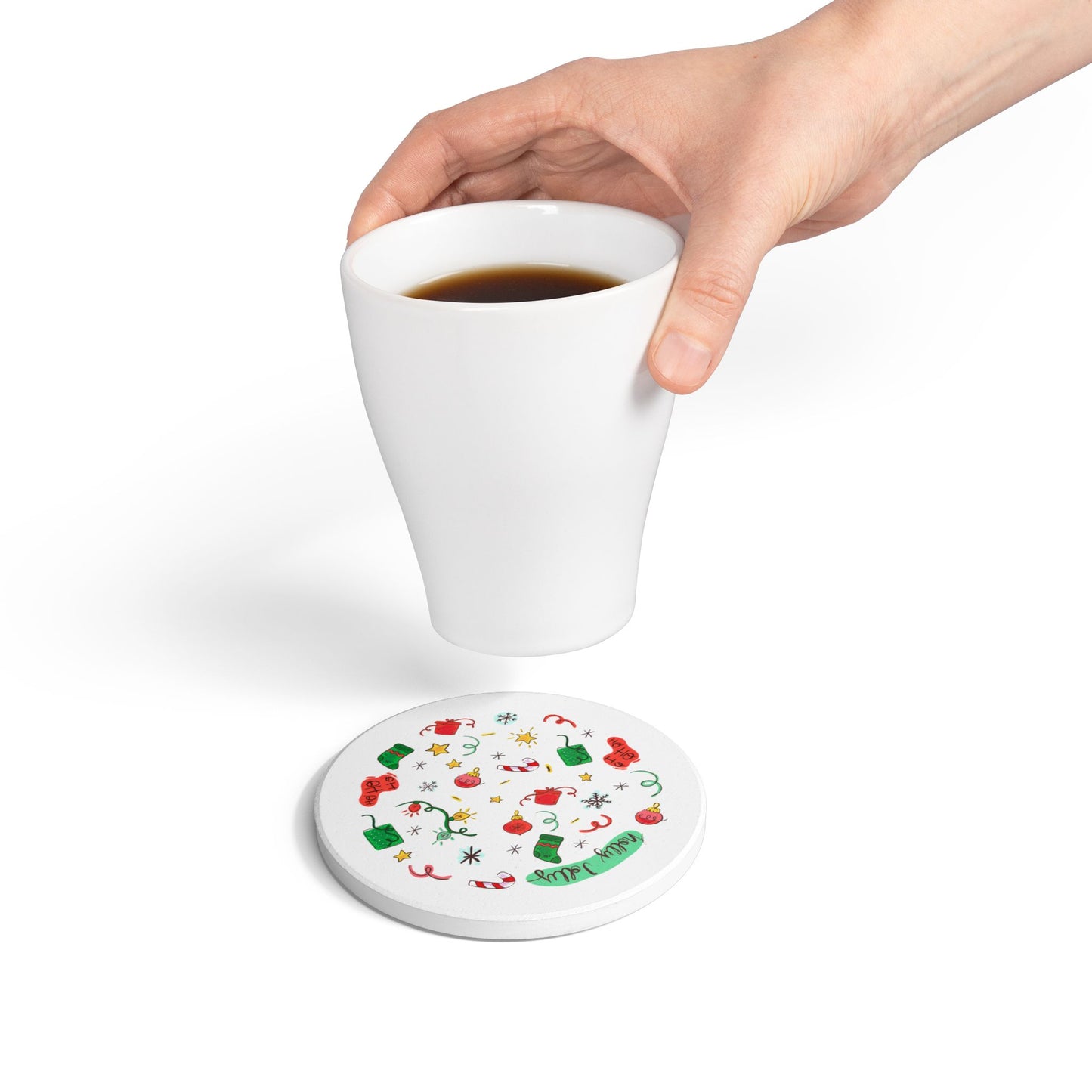 Holly Jolly Christmas Coaster – Festive Holiday Drink Accessory