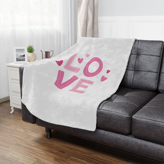 Love with Flying Heart Printed Minky Blanket for Valentine Day Gift