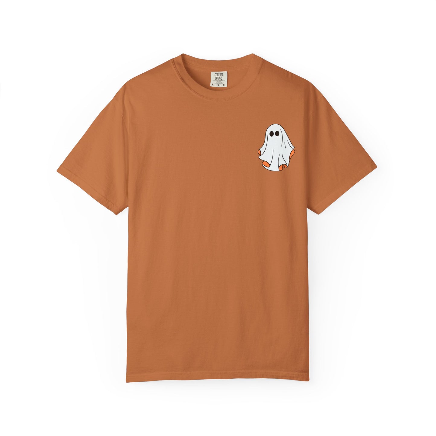 Minimal Ghost Halloween T-Shirt – Cute Pocket Graphic Tee for Spooky Season
