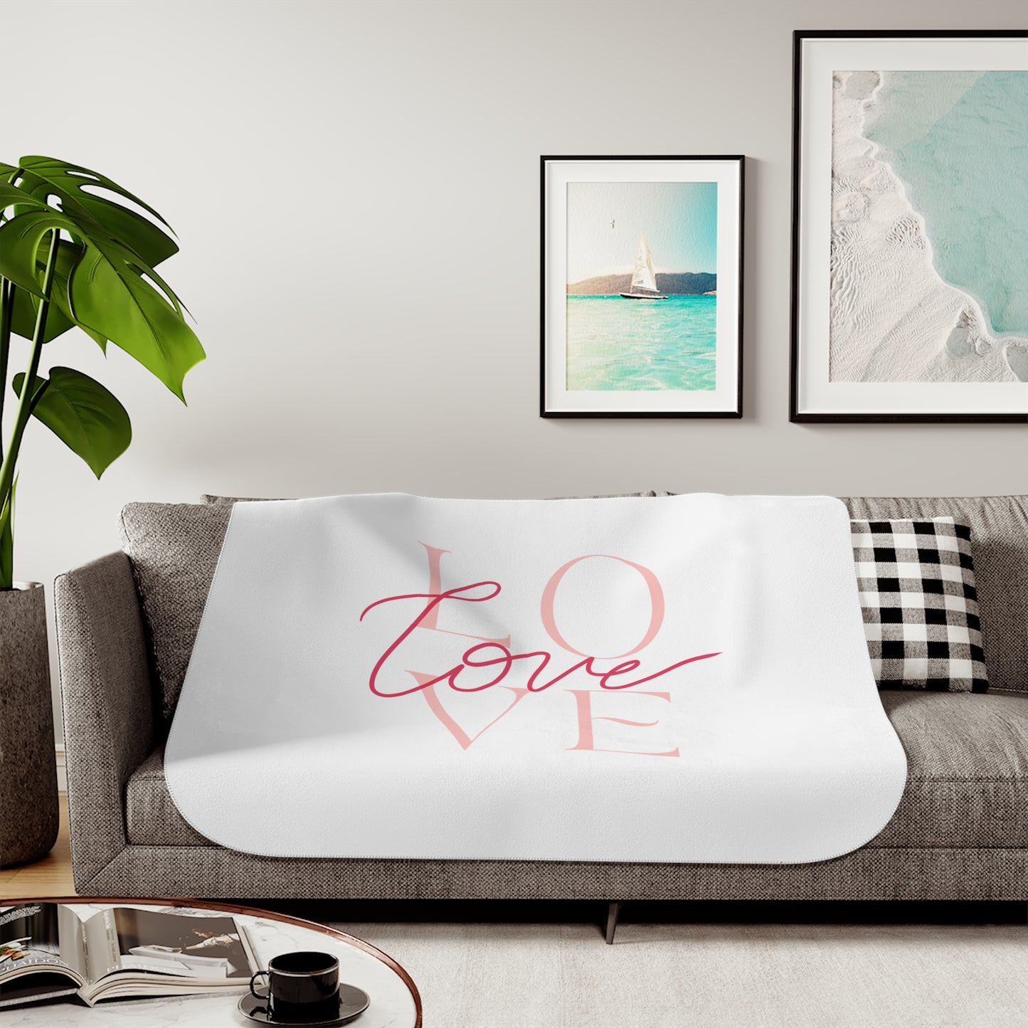 Love Printed Sherpa Blenket for Valentine Day