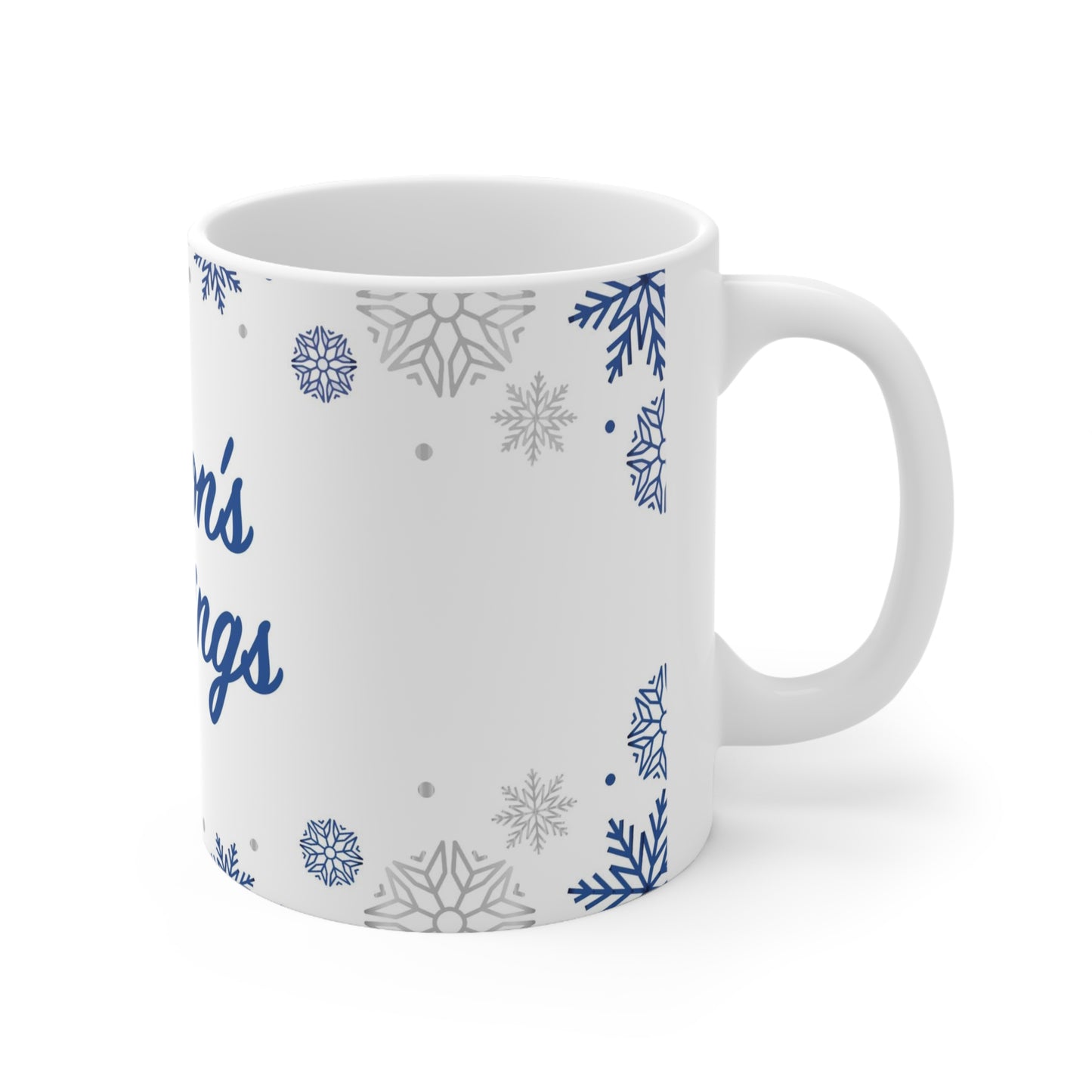 Holiday Ceramic Mug 11oz, Seasons' Greetings, White