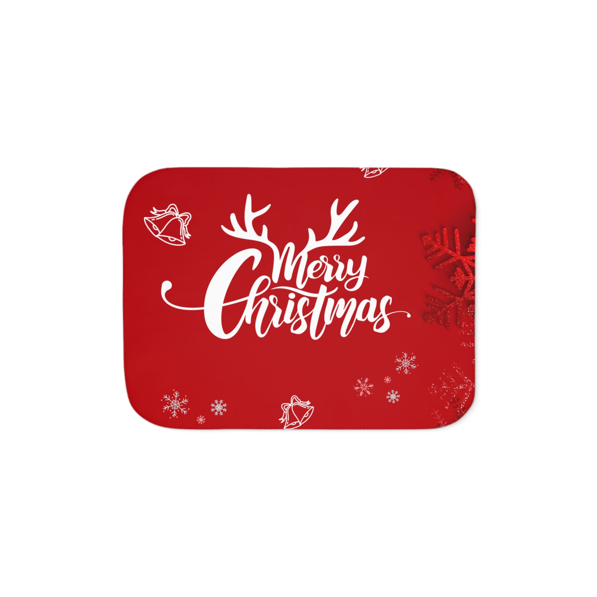 Merry Christmas Printed Sherpa Blanket, Red