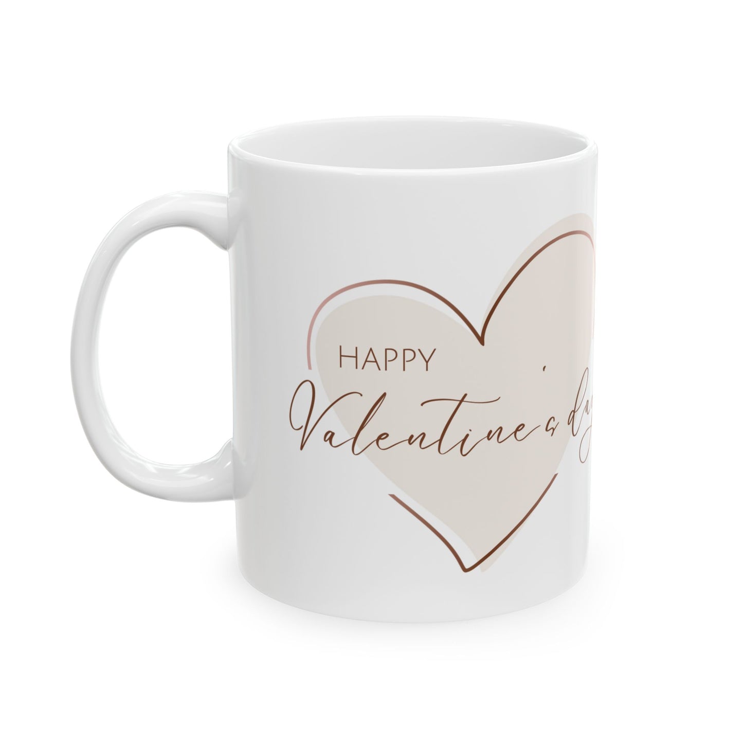 Happy Valentine Day inside Heart Printed Ceramic Mug, 11oz
