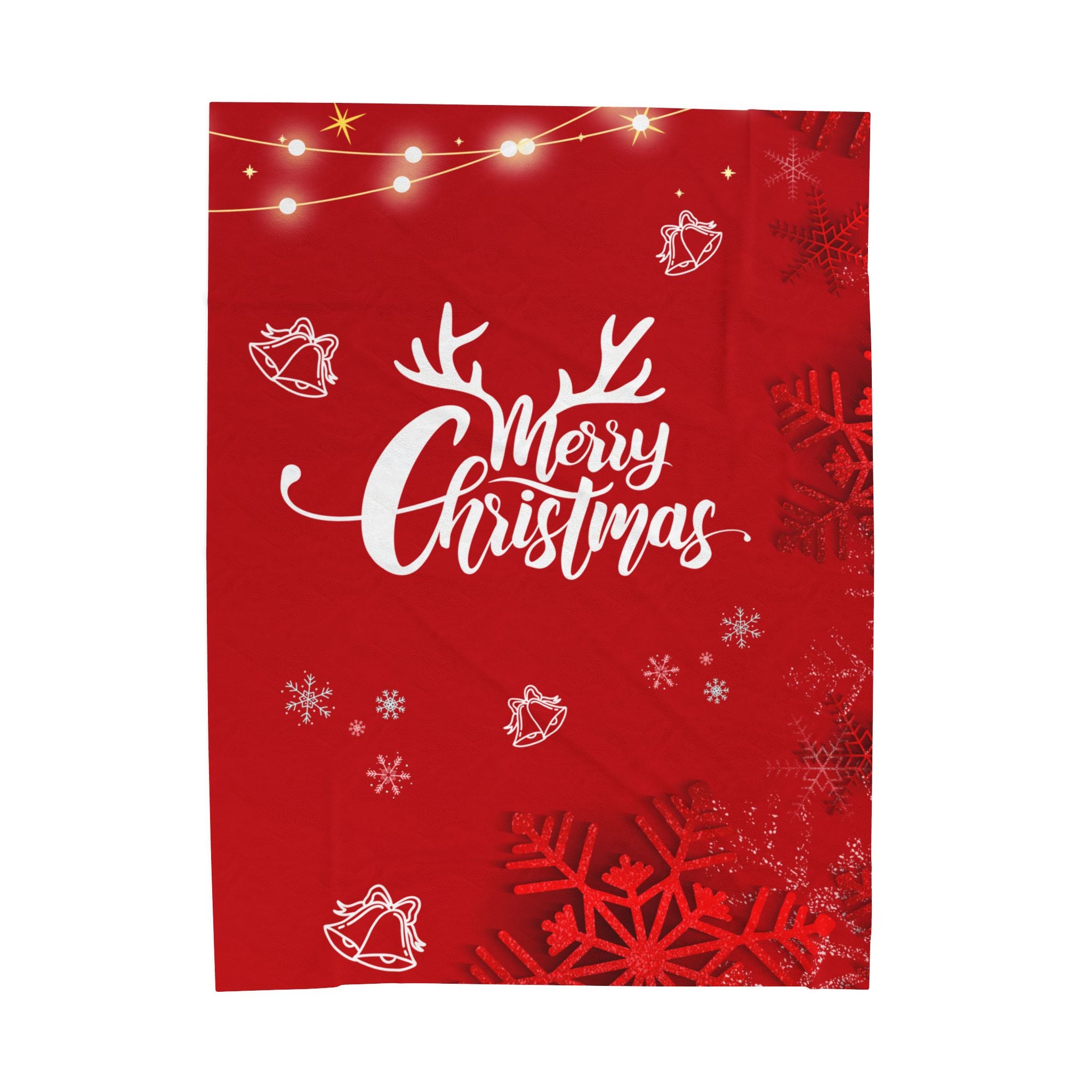 Merry Christmas in Red Printed Velveteen Plush Blanket
