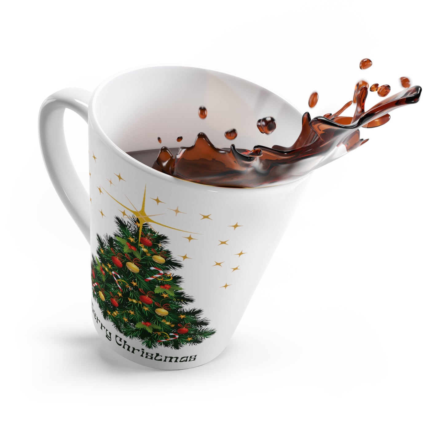 Christmas Tree Printed Latte Coffee Mug, Green 12oz