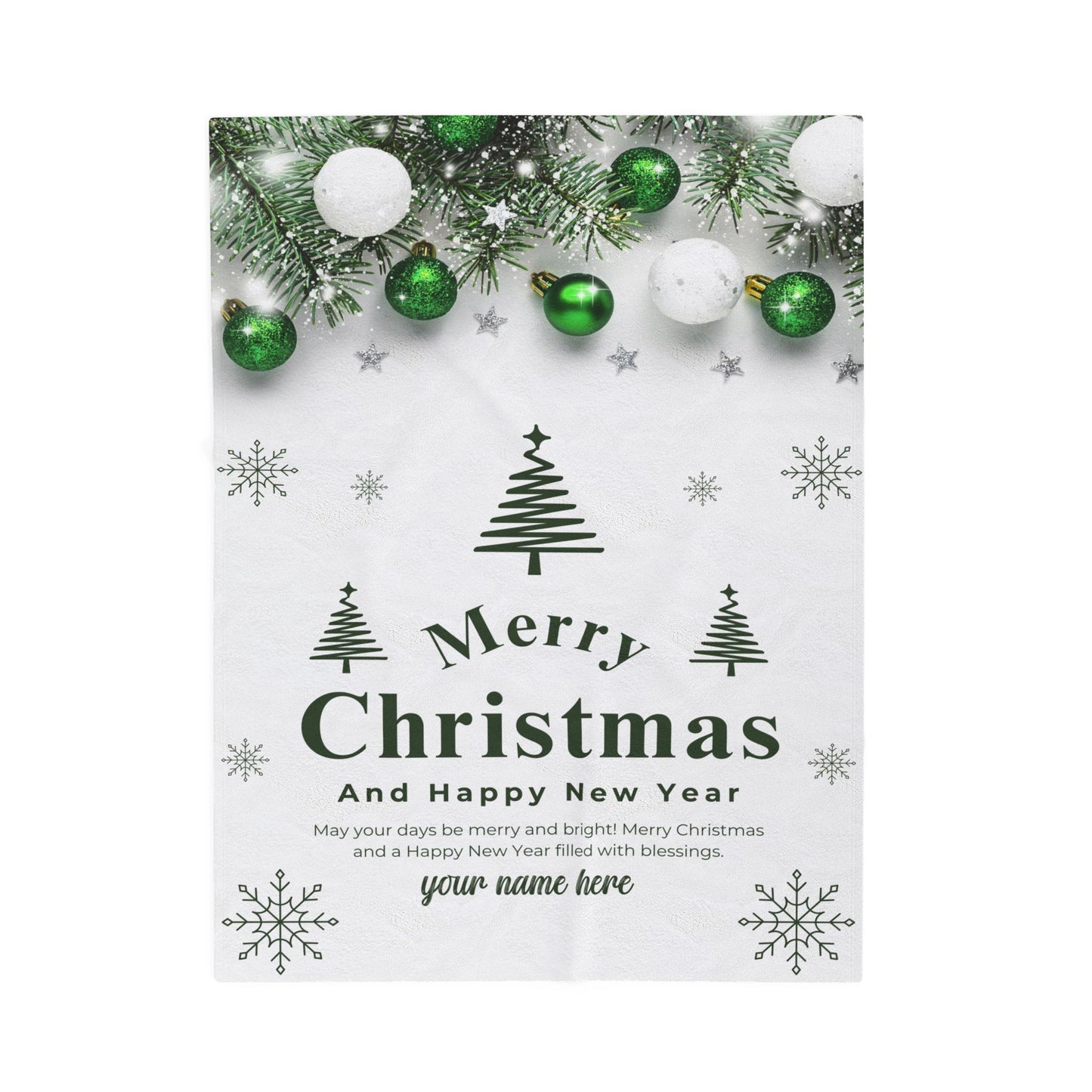 Green Ornament Christmas Blanket – Personalized Holiday Throw for a Merry & Bright Season