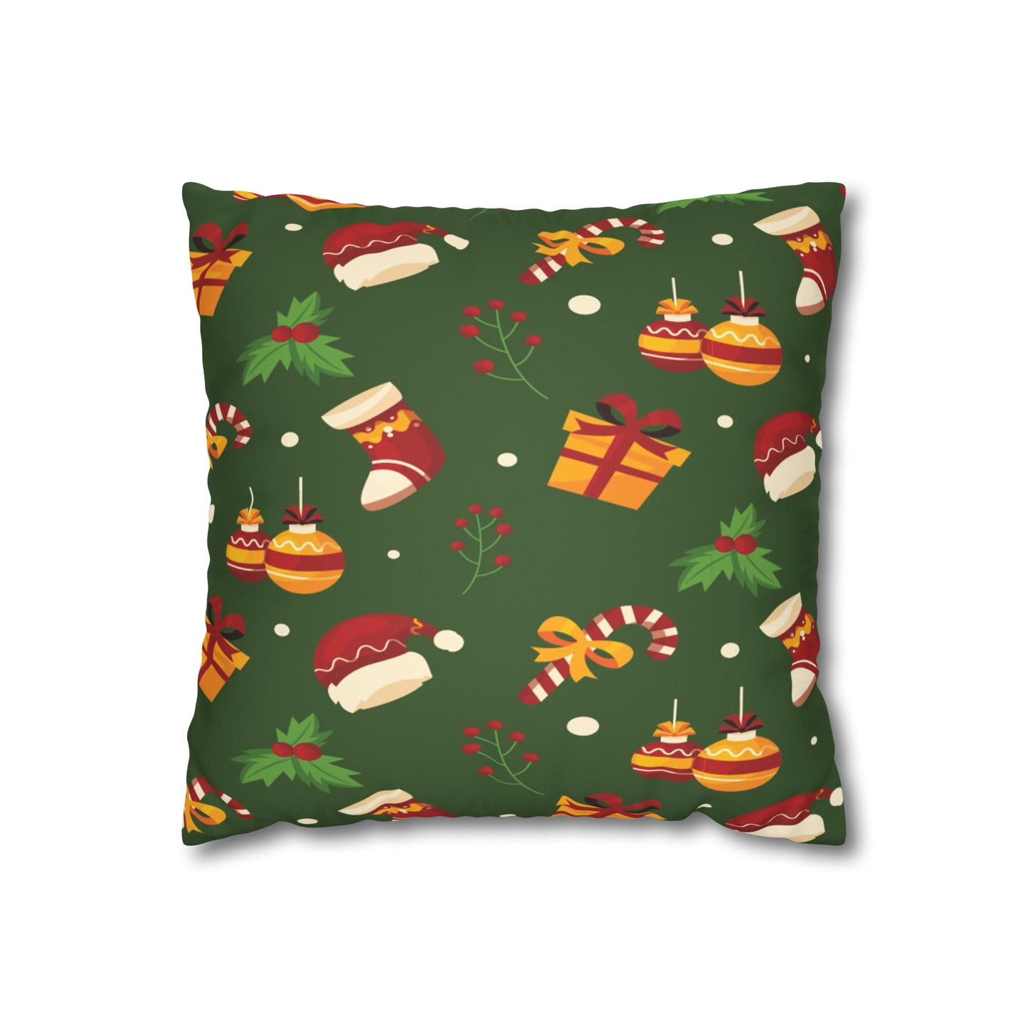 Christmas Faux Suede Square Pillow Case, Green