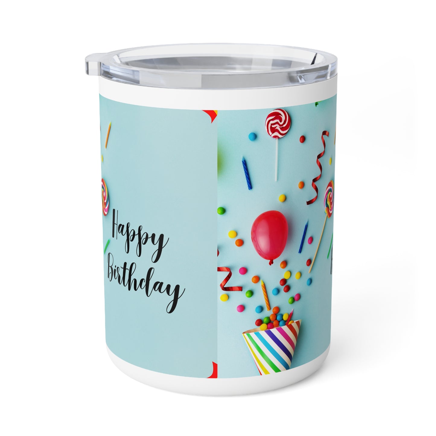 Happy Birthday Insulated Coffee Mugs 10 oz, Sky Blue