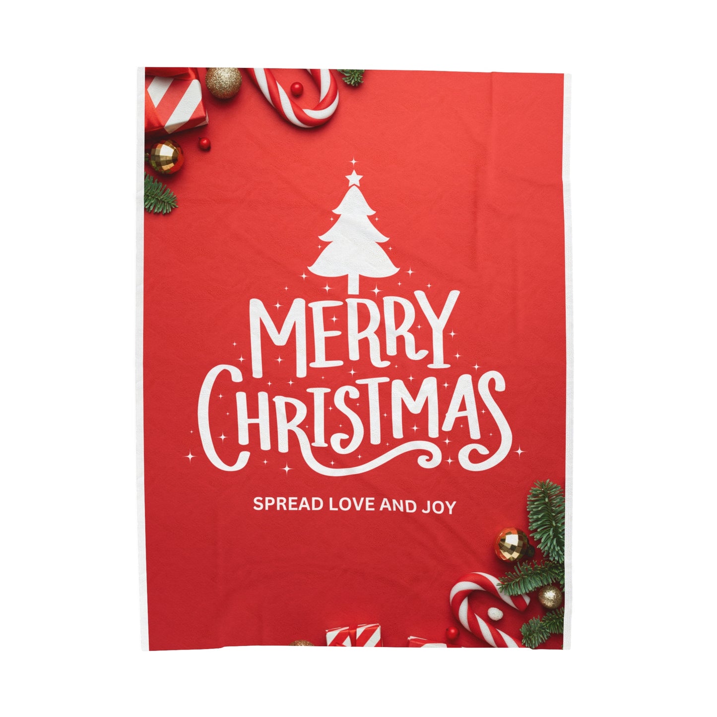 Merry Christmas with Spread Love and Joy Printed Velveteen Plsuh Blanket