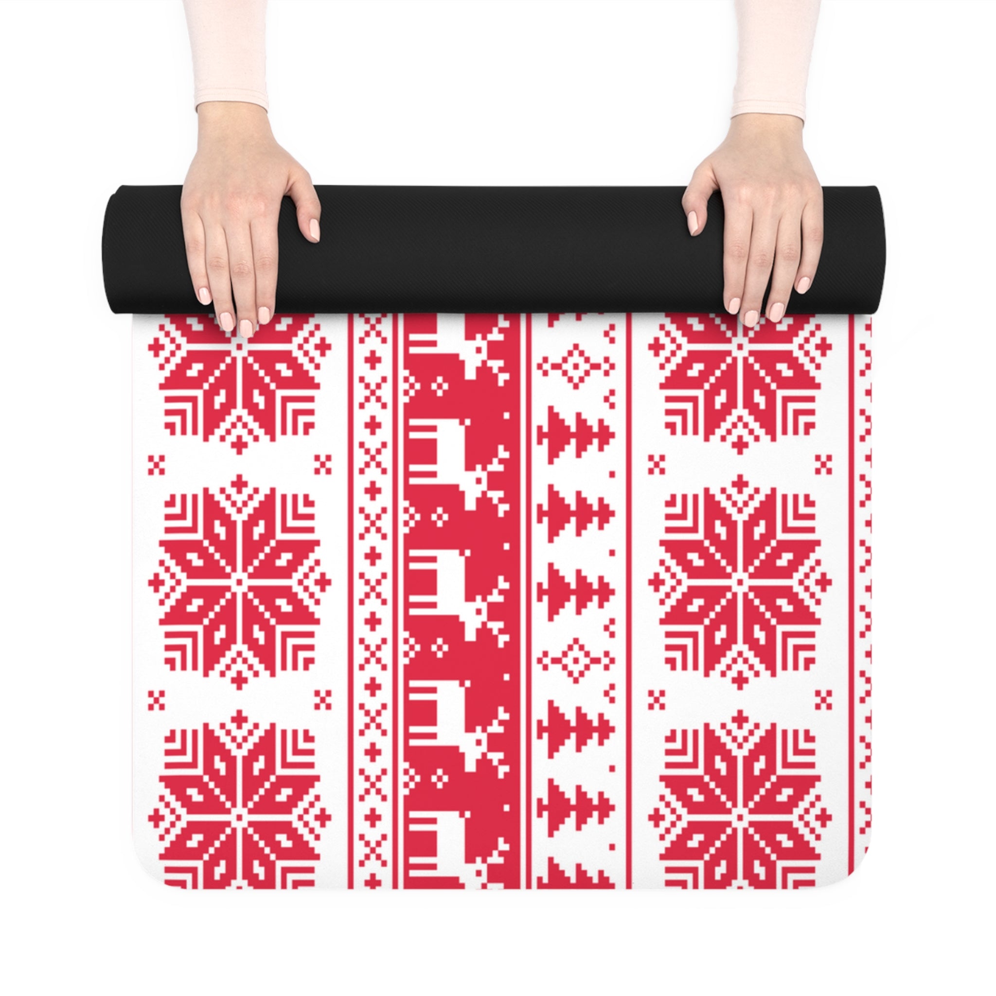 Anti-Slip Christmas Rubber Yoga Mat with Microfiber Suede Top – 24” x 68”