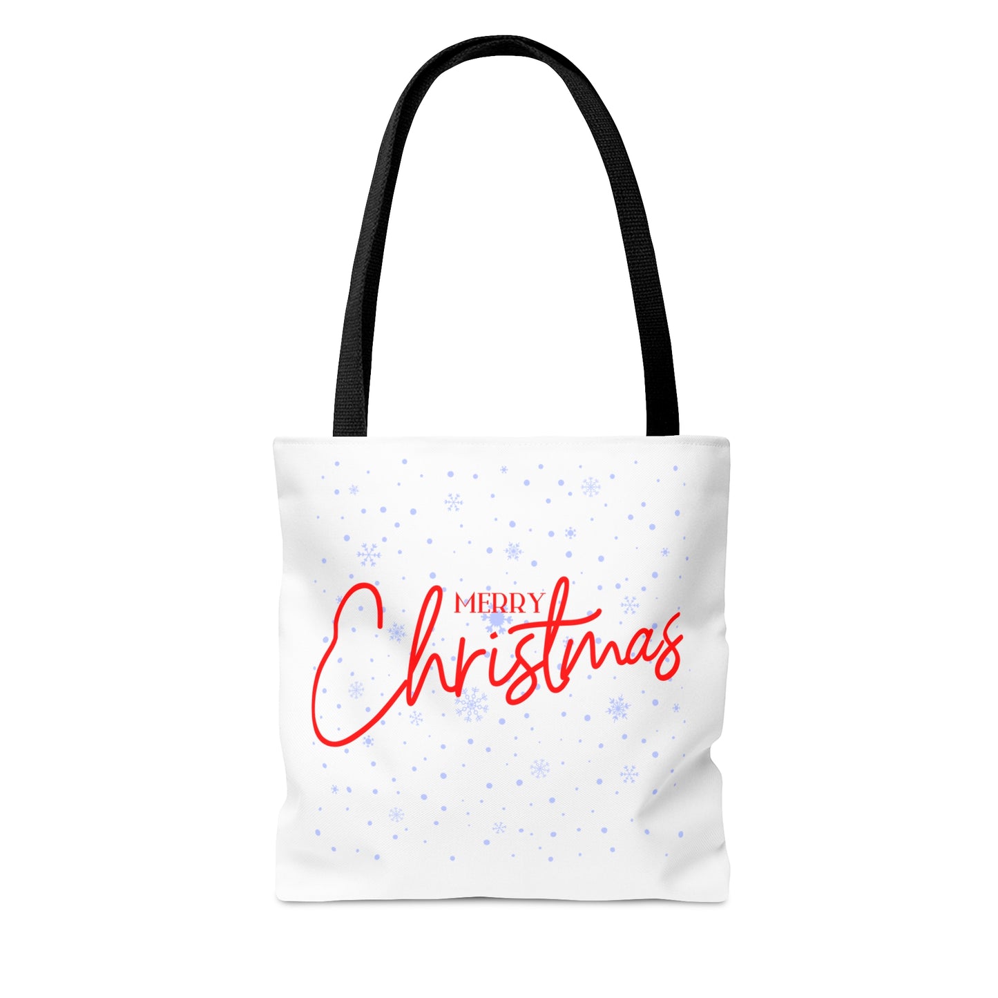 Tote Bag – Red “MERRY Christmas” Text with Snowflake Pattern – Holiday Gift for Seasonal Shoppers