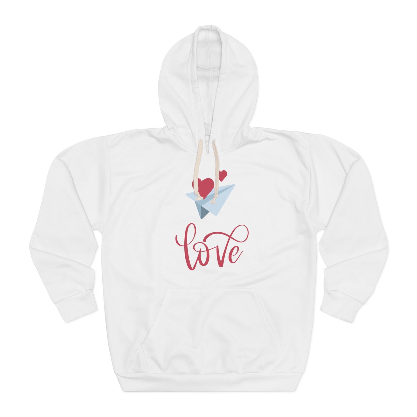 Valentine Unisex Pullover Hoodie with Love and Flying Hearts Print, Valentine Gift