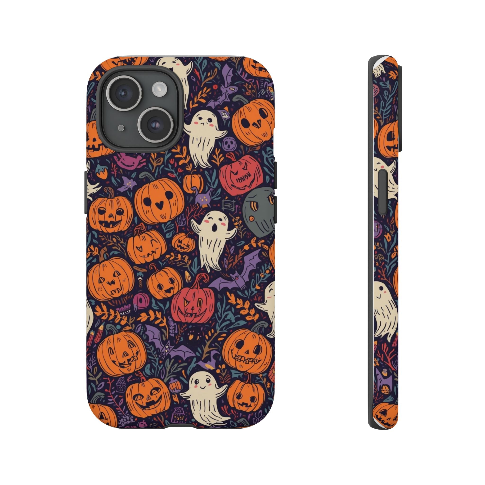 Halloween Phone Case with Pumpkins, Ghosts, and Bats