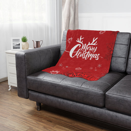 Merry Christmas in Red Printed Minky Blanket