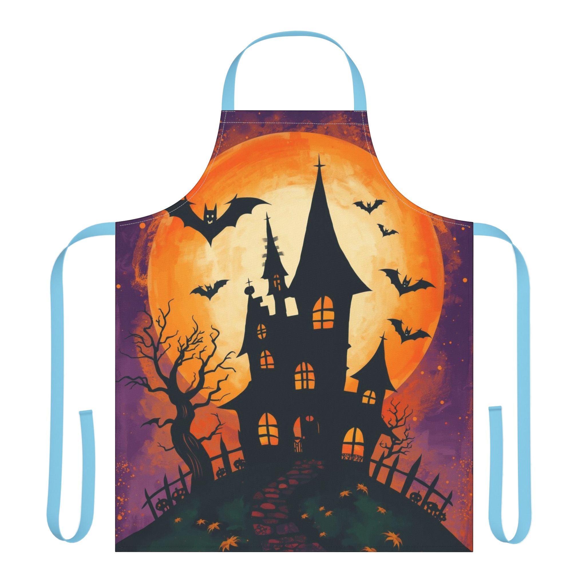 Halloween Apron – Haunted House Festive Apron for Cooking, Baking, and Halloween Parties