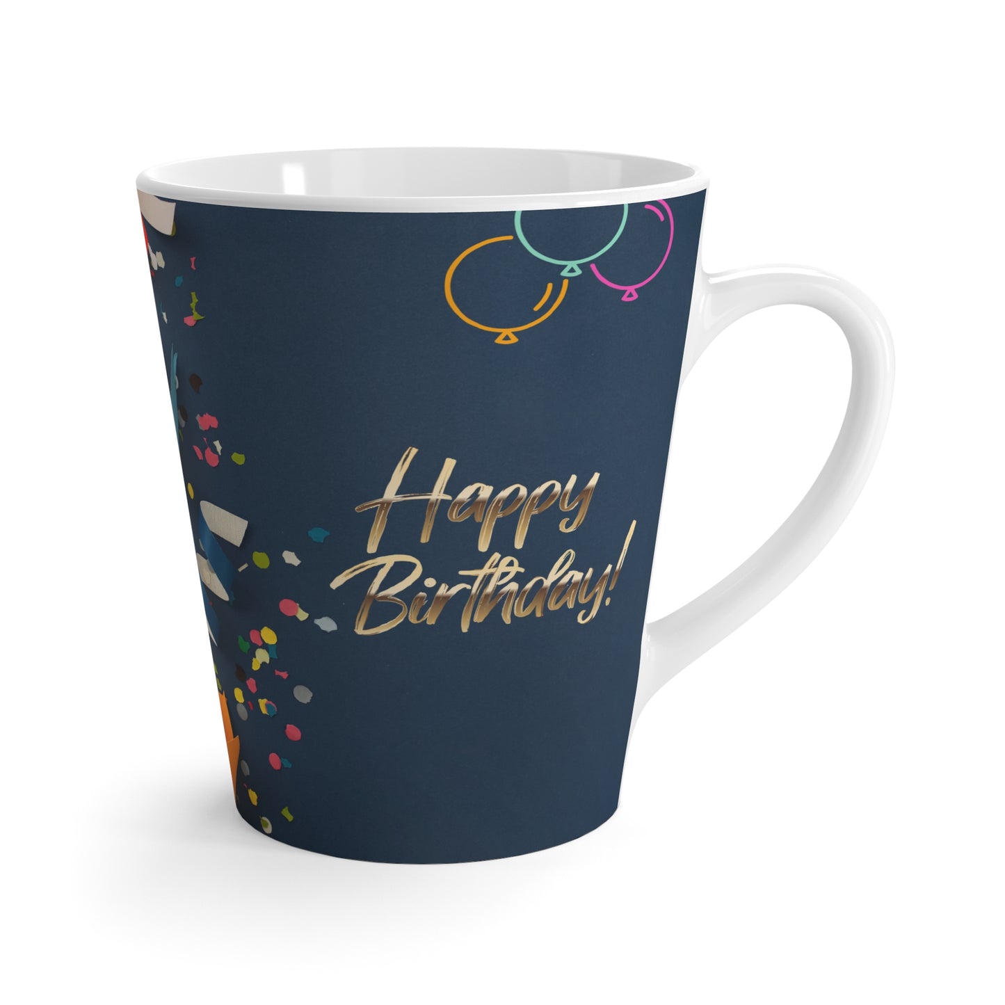 Happy Birthday Latte Mug, Blue, 120z