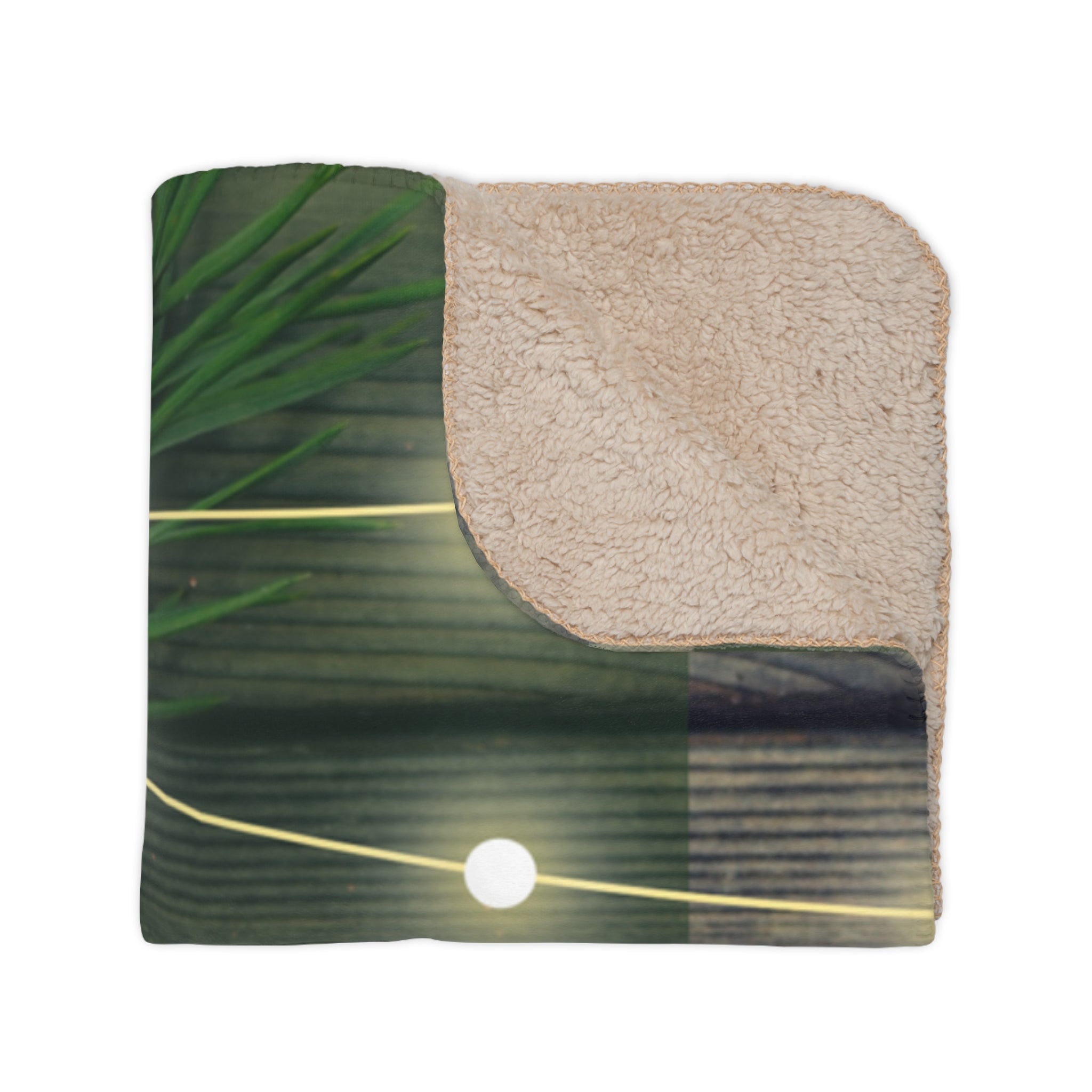 Merry Christmas with Tree Printed Tan Sherpa Blanket