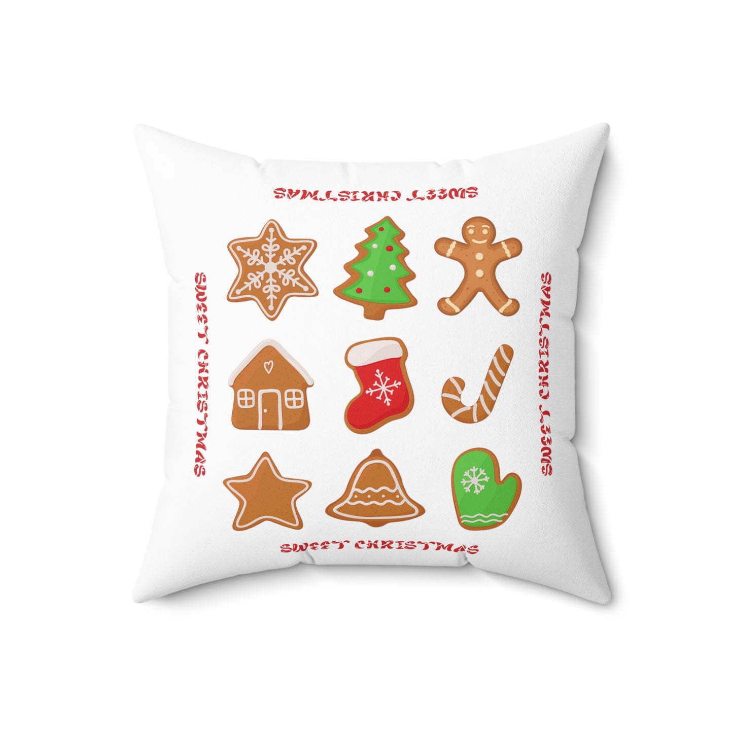 Christmas Ornaments Printed Polyester Square Pillow, White