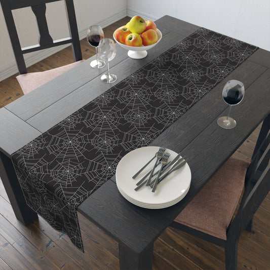 Halloween Spiderweb Table Runner – Gothic Party & Fall Table Decor