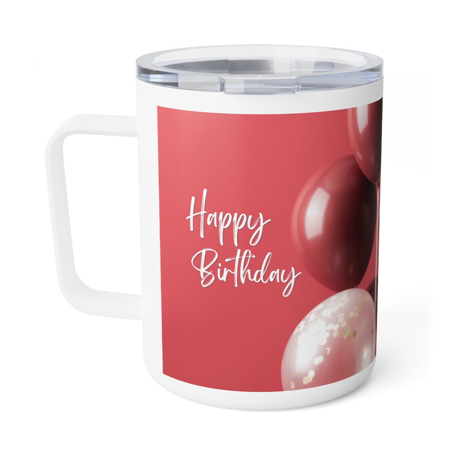 Happy Birthday Black Insulated Coffee Mug, 10 oz