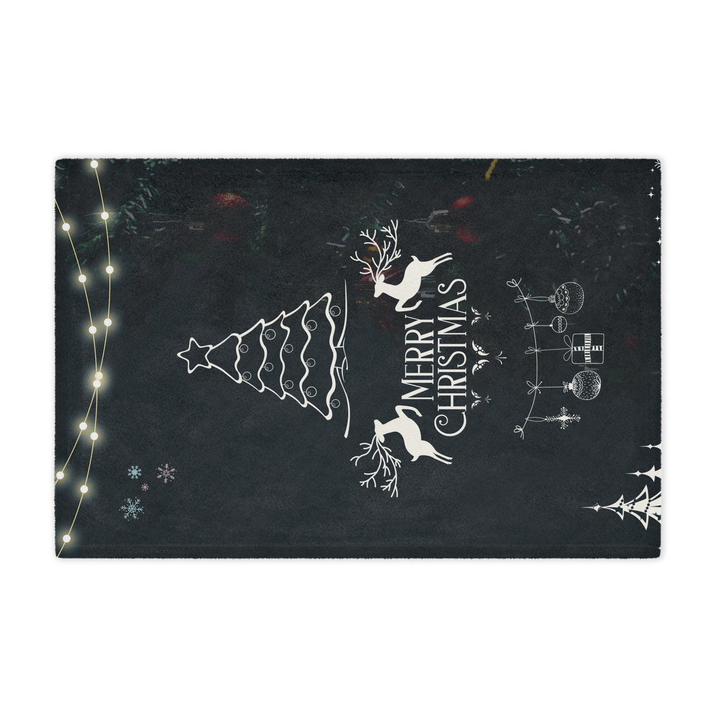 Merry Christmas in Black Printed Minky Blanket