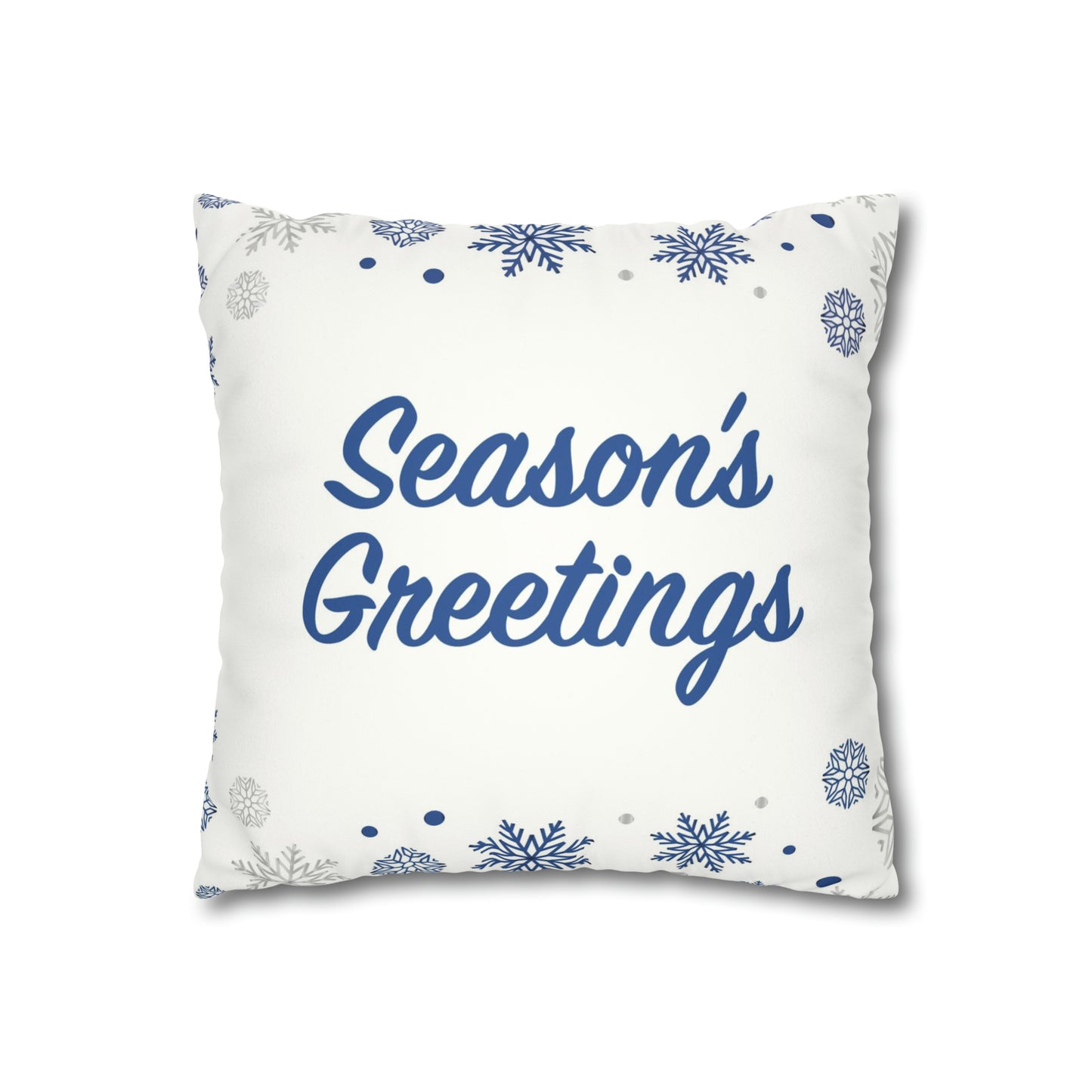 Season's Greetings Faux Suede Square Pillow Case, White