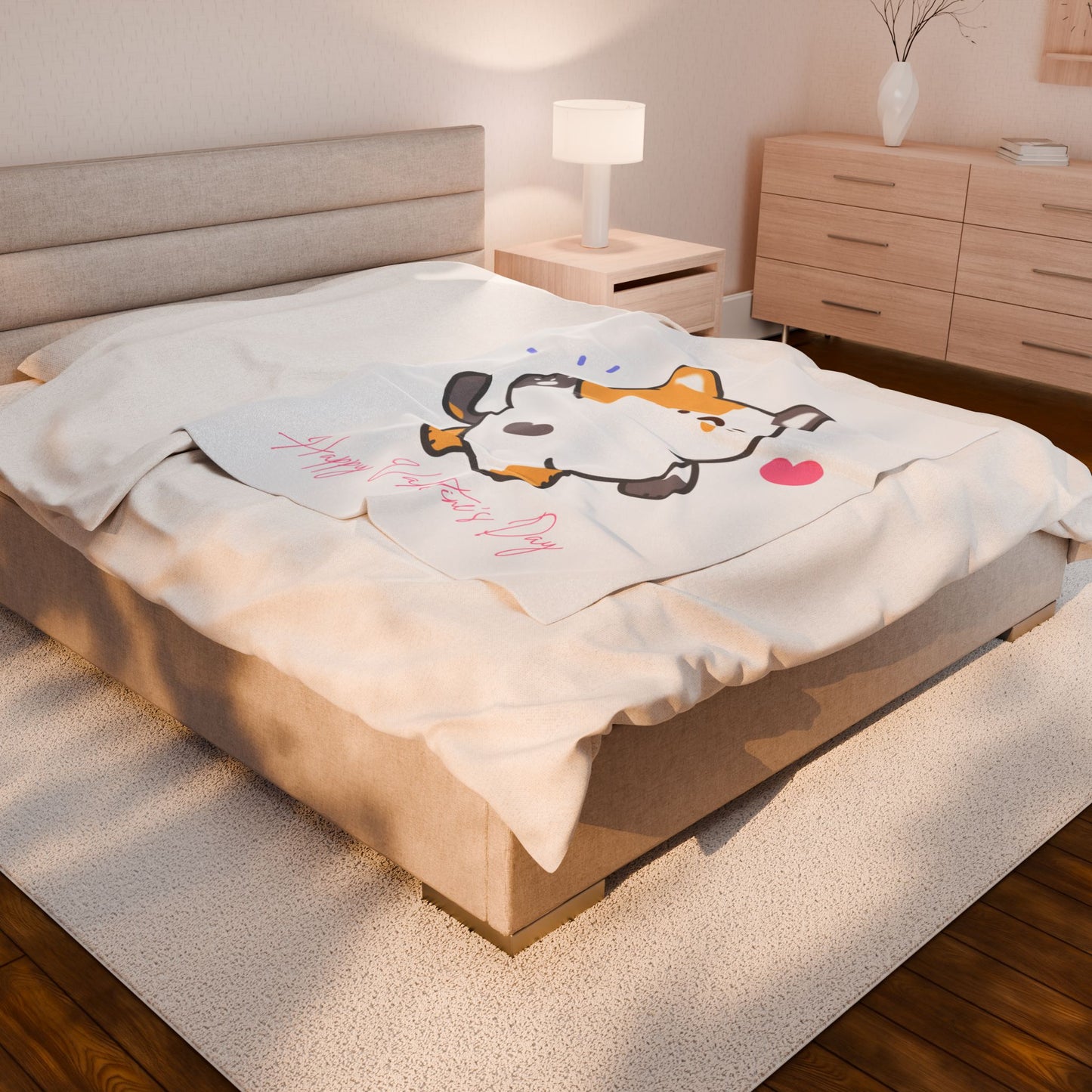 Happy Valentine Day Printed Velveteen Plush Blanket
