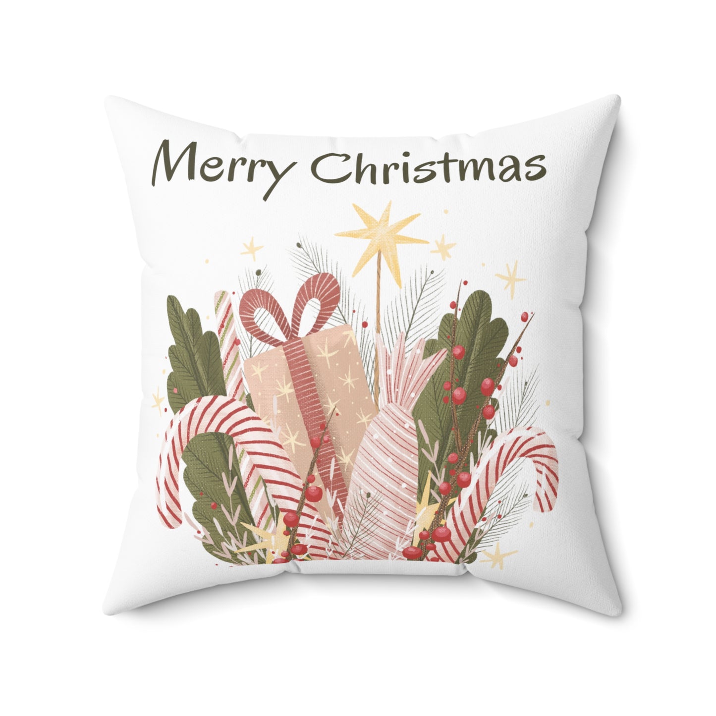 Merry Christma Celebration Printed Polyester Square Pillow