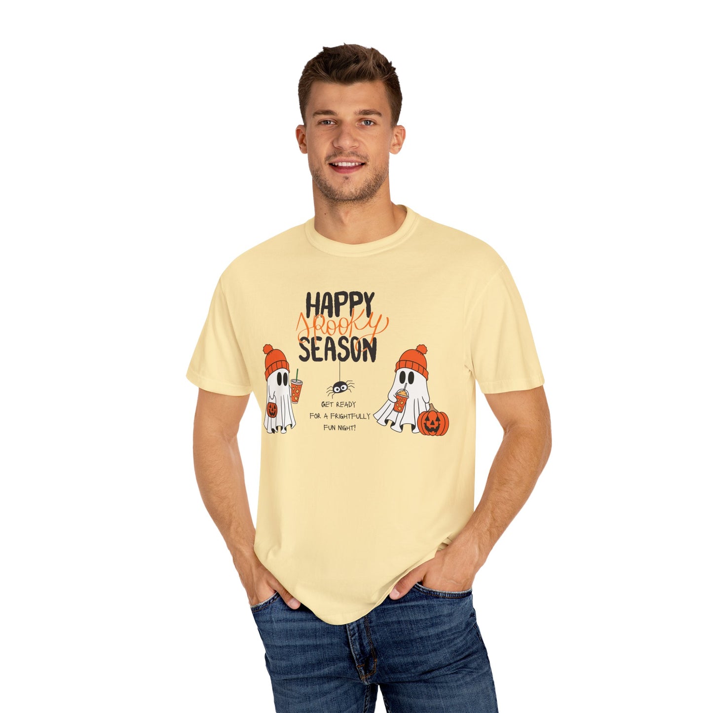 Spooky Season Ghosts Tee – Cozy Drinks & Chilling Vibes!