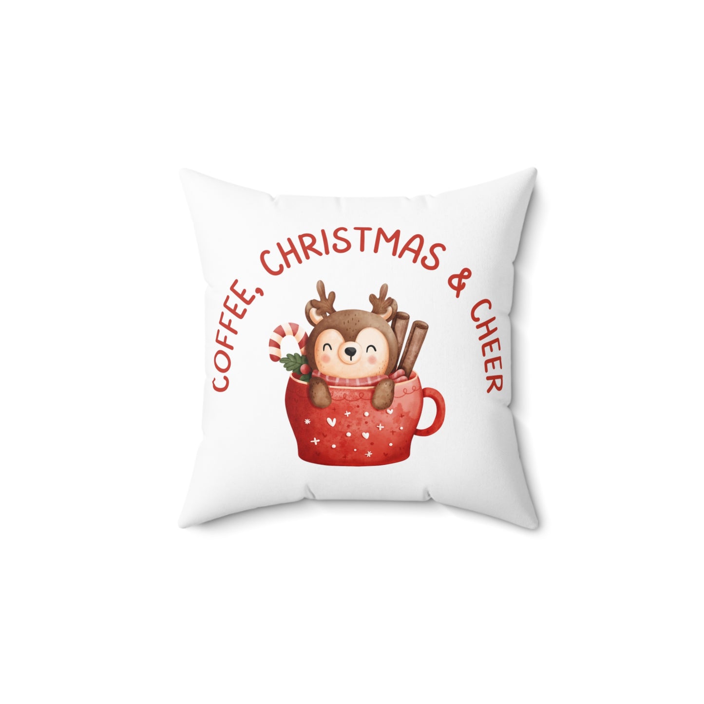 Coffee, Chirstmas and Cheer Printed Polyester Square Pillow