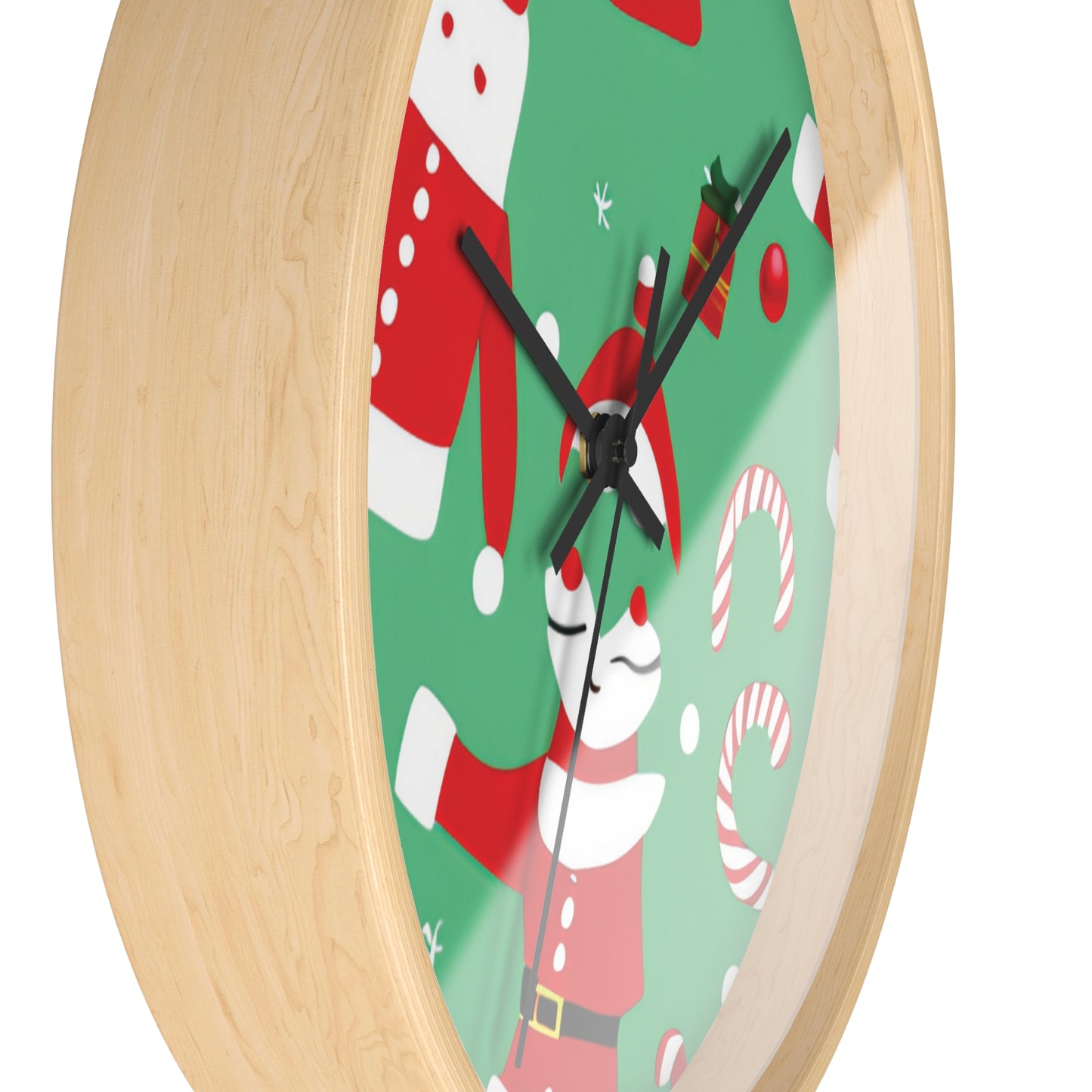 Christmas Wall Clock – Wooden Frame Holiday Timepiece with Silent Mechanism