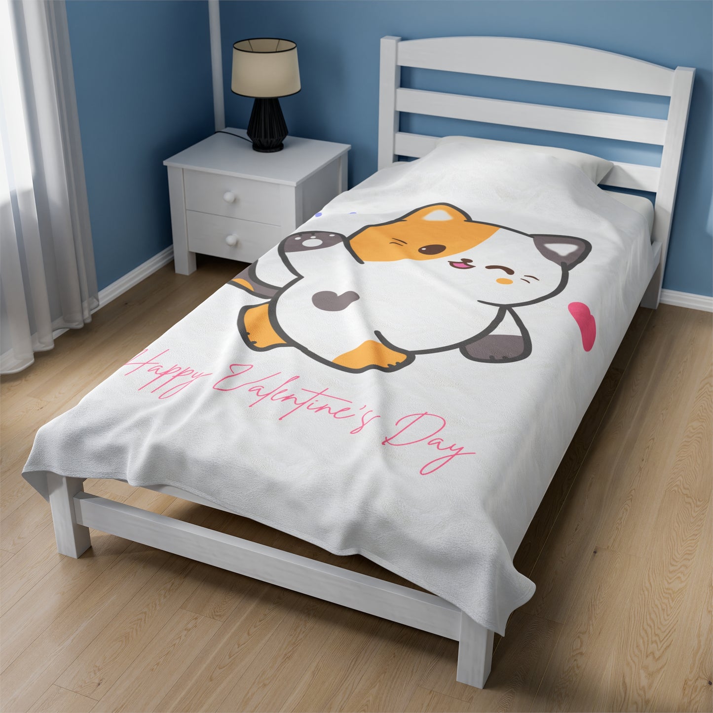 Happy Valentine Day Printed Velveteen Plush Blanket