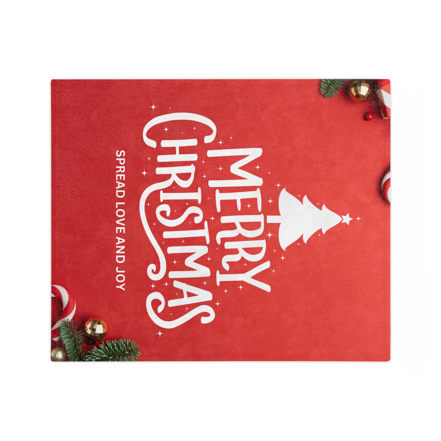 Merry Christmas, Spread Love and Joy Printed Velveteen Minky Blanket