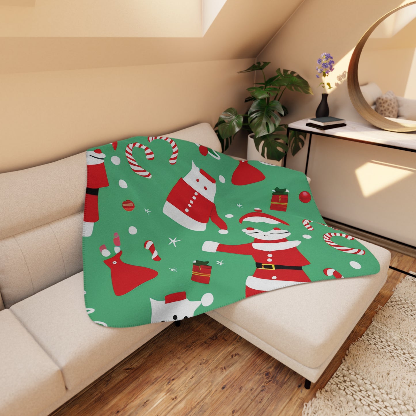 Christmas Tan Sherpa Blanket – Ultra-Soft Mink & Sherpa Throw