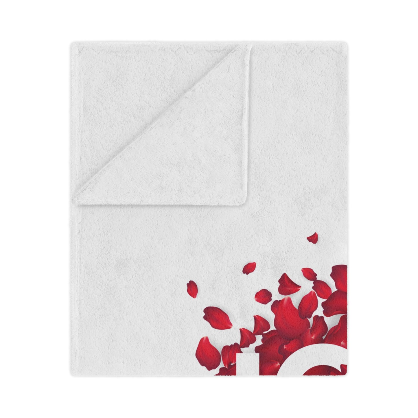 Love with Heart made of Flower Printed Valentine Minky Blanket, White & Red