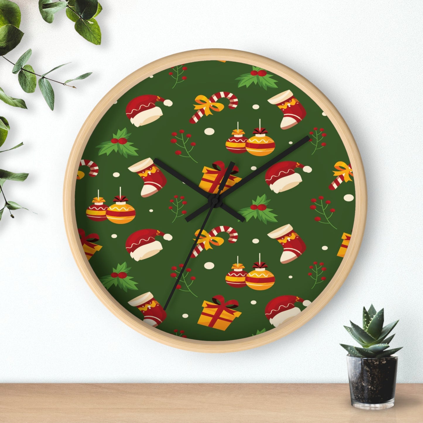 Christmas Wall Clock, Dark Green