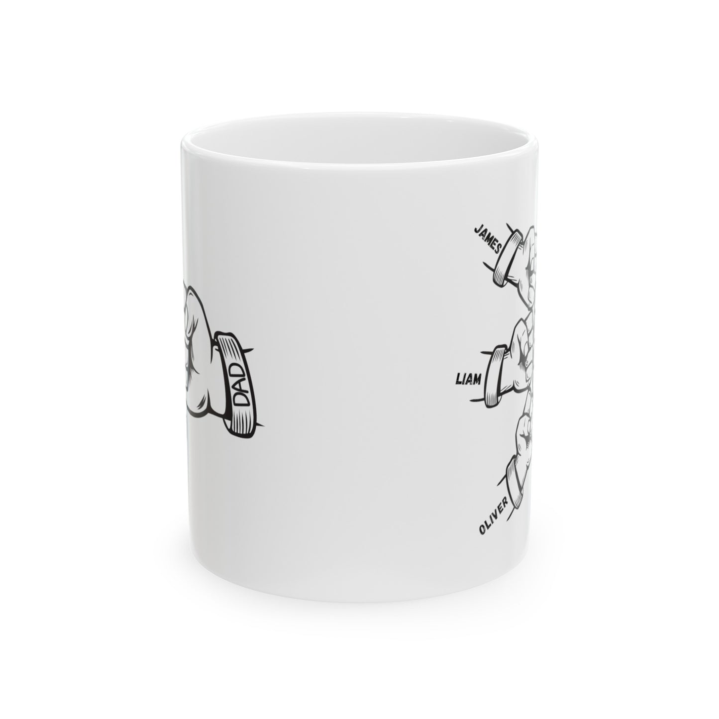 Dad with Children Fiest Ceramic Mug, (11oz, 15oz) for Father