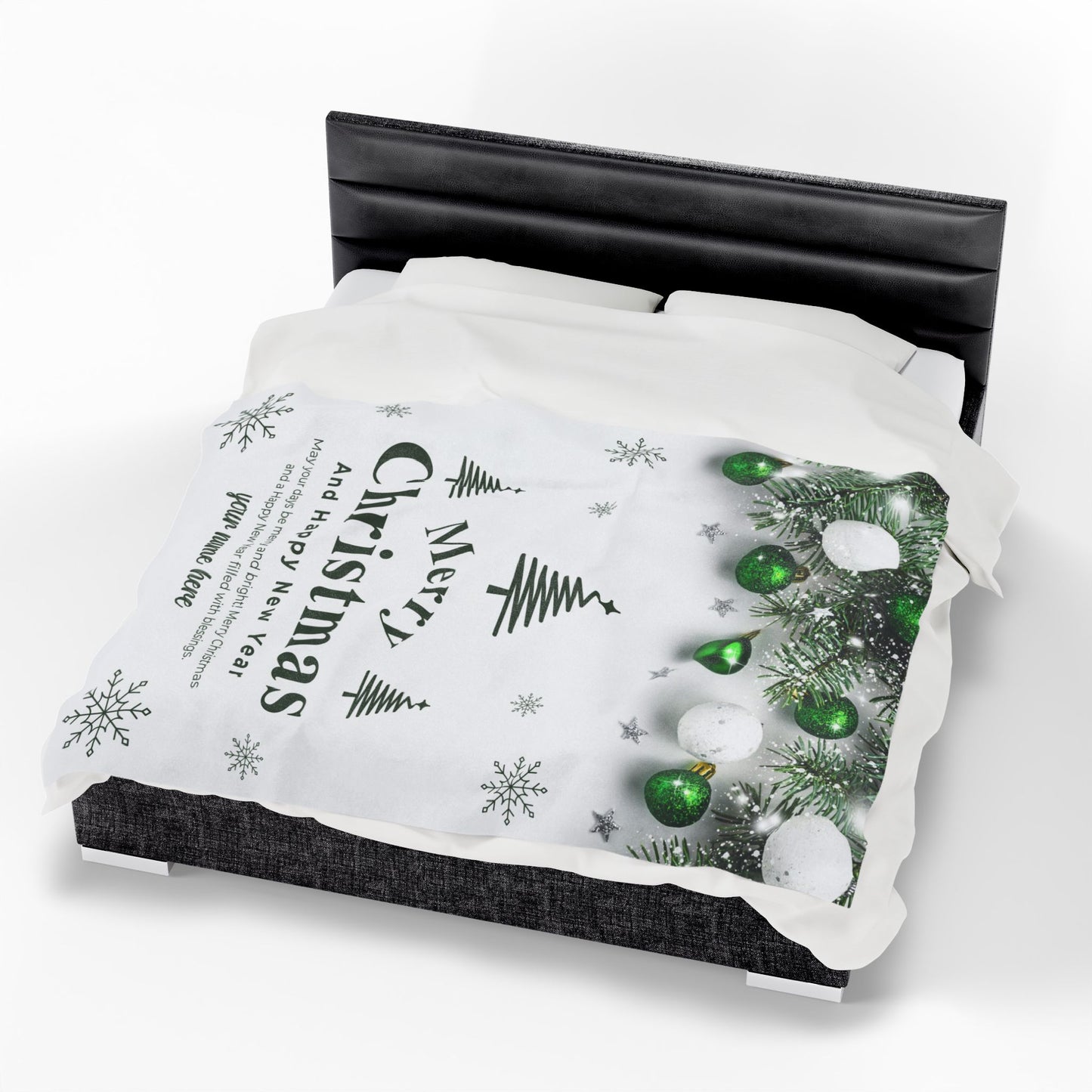 Green Ornament Christmas Blanket – Personalized Holiday Throw for a Merry & Bright Season