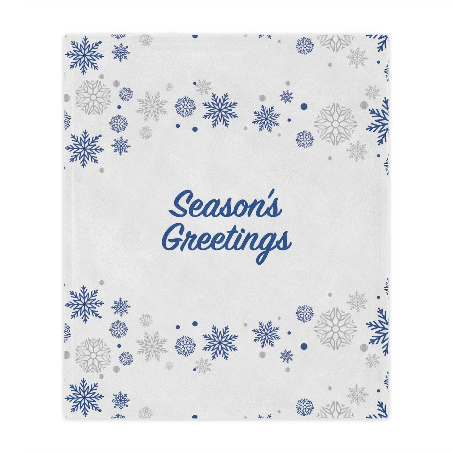 Season's Greetings Minky Blanket for Christmas Gift, White