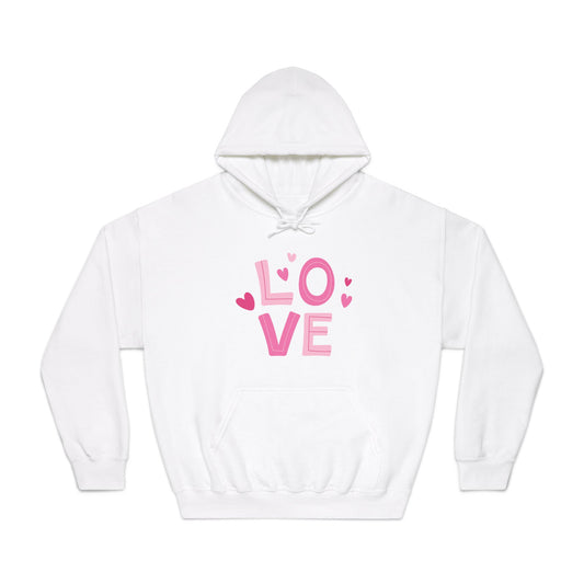 Valentine Sweatshirt, Unisex DryBlend® Hooded Sweatshirt with Love and Heart Print, Valentine Gift