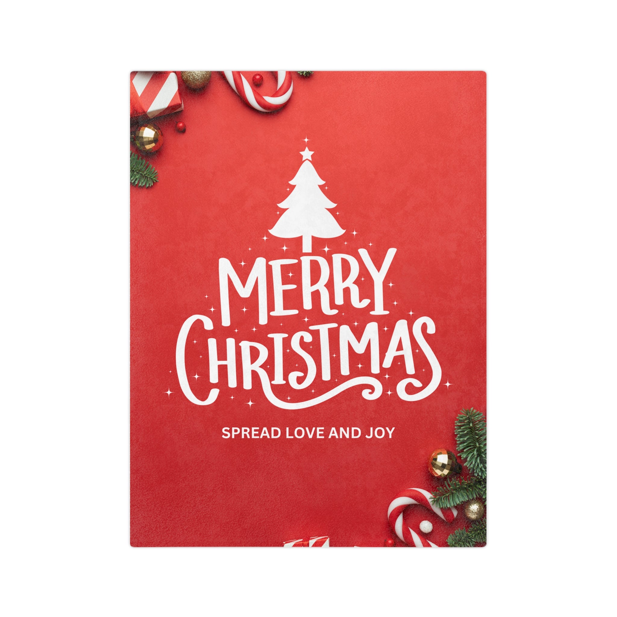 Merry Christmas, Spread Love and Joy Printed Velveteen Minky Blanket