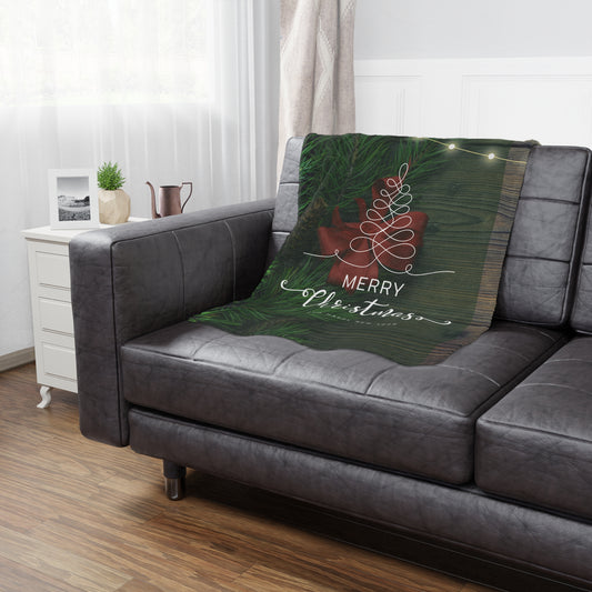 Merry Christmas with Heappy New Year Printed Velveteen Minky Blanket