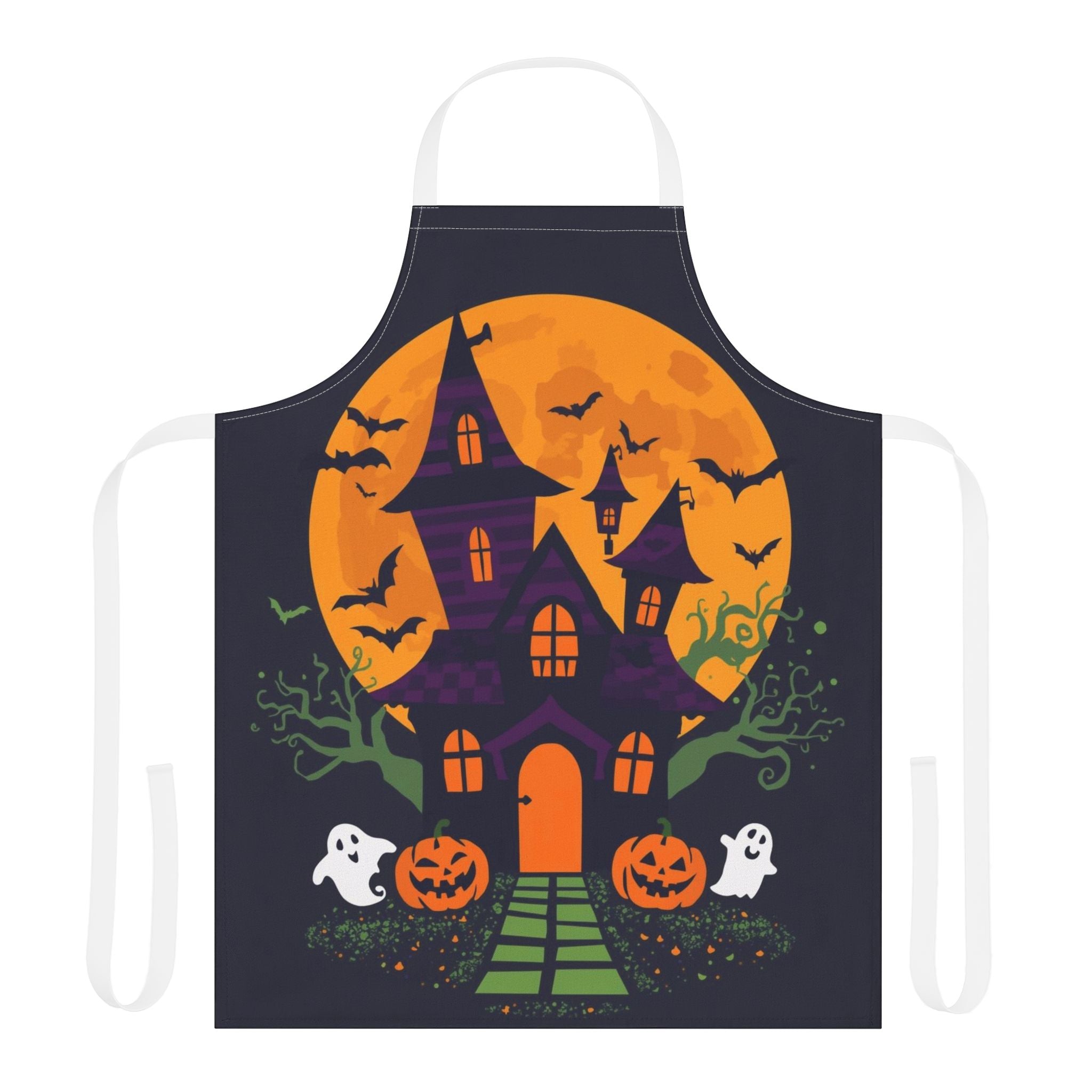 Halloween Apron – Haunted House Festive Apron for Cooking, Baking, and Halloween Parties