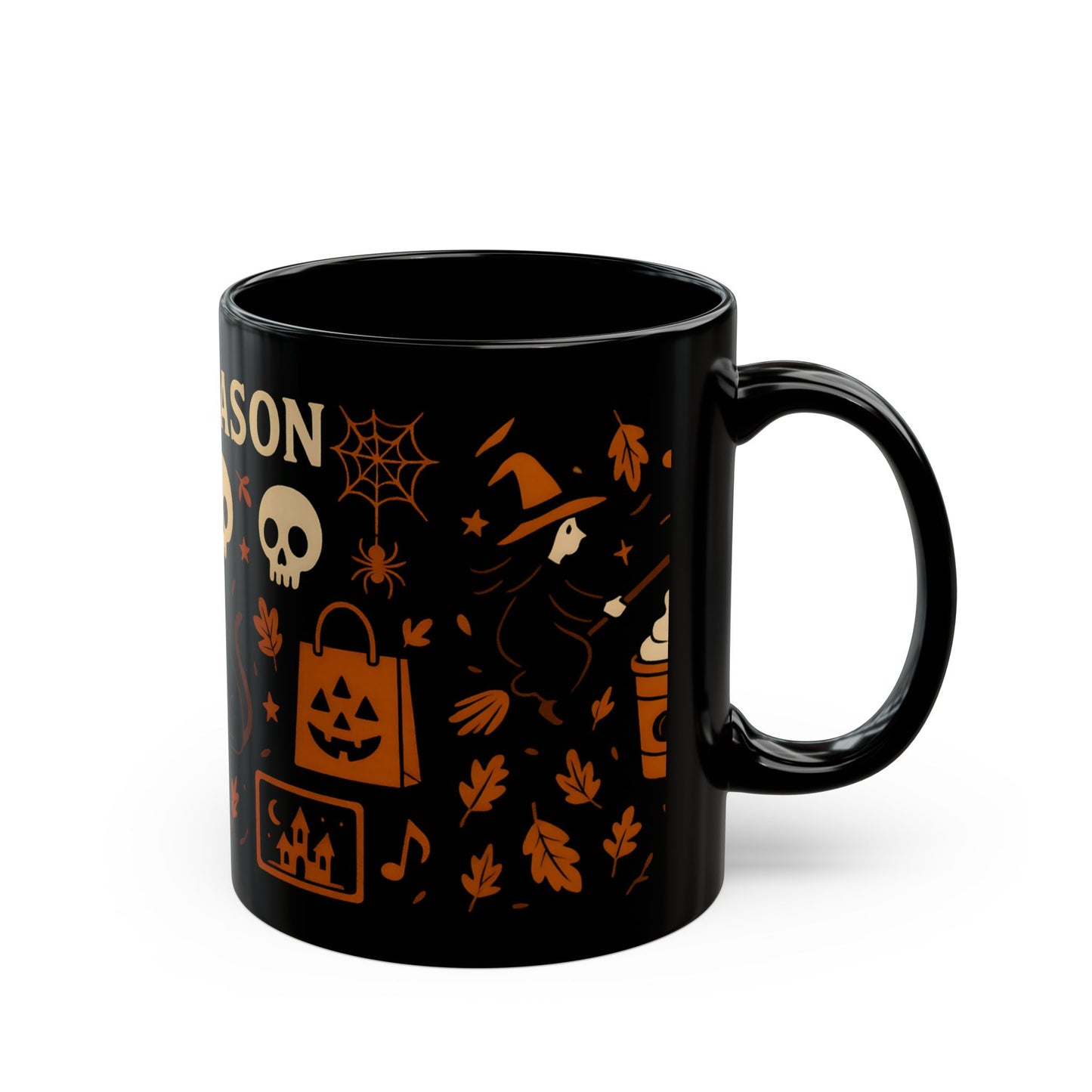 Cute Halloween Ghost Coffee Mug – Black Ceramic Cup for Fall & Spooky Season