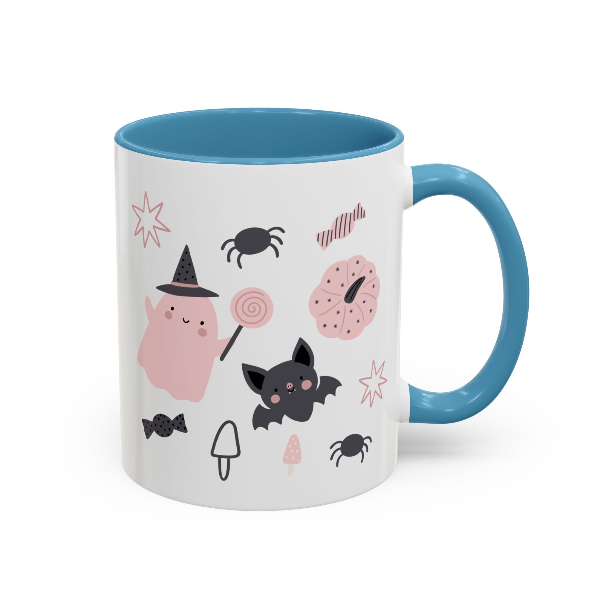 Halloween Ceramic Mug, Festive Pumpkin and Bat Coffee Cup