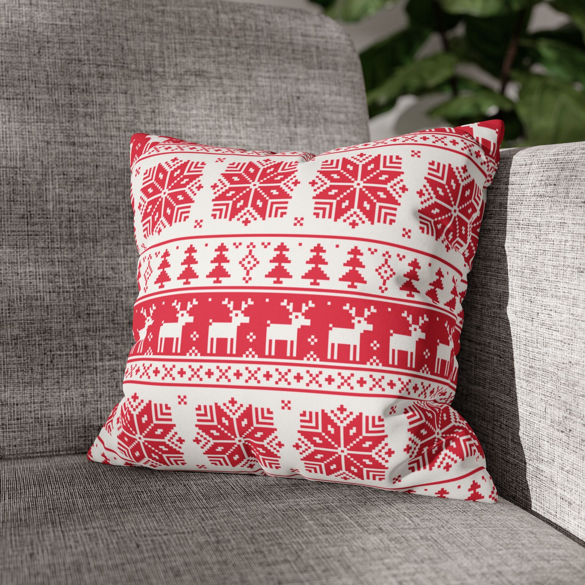 Christmas Faux Suede Square Pillow Case – Festive Decorative Cushion Cover